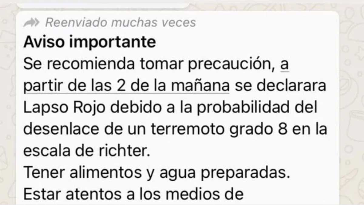 Lapso rojo: el mensaje viral falso tras el terremoto en San Juan