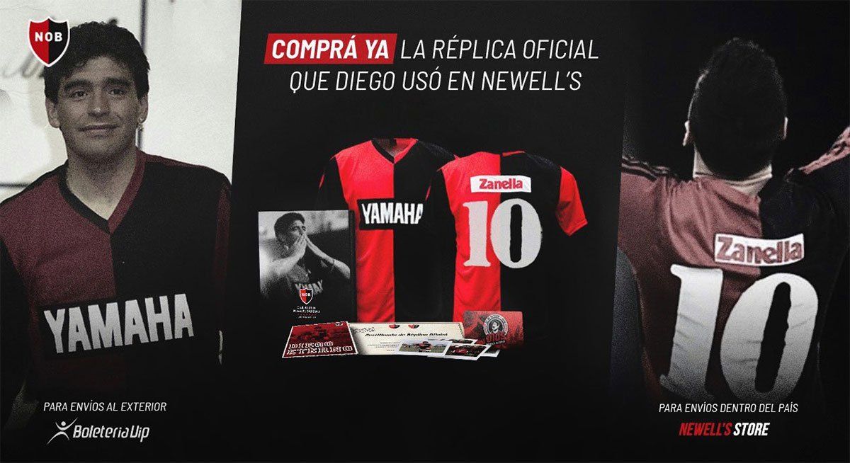 Newell's vio el negocio y vende la réplica de la camiseta de Maradona 