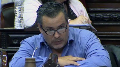 Ameri apareció con una mujer en pantalla durante la sesión virtual en Diputados. 
