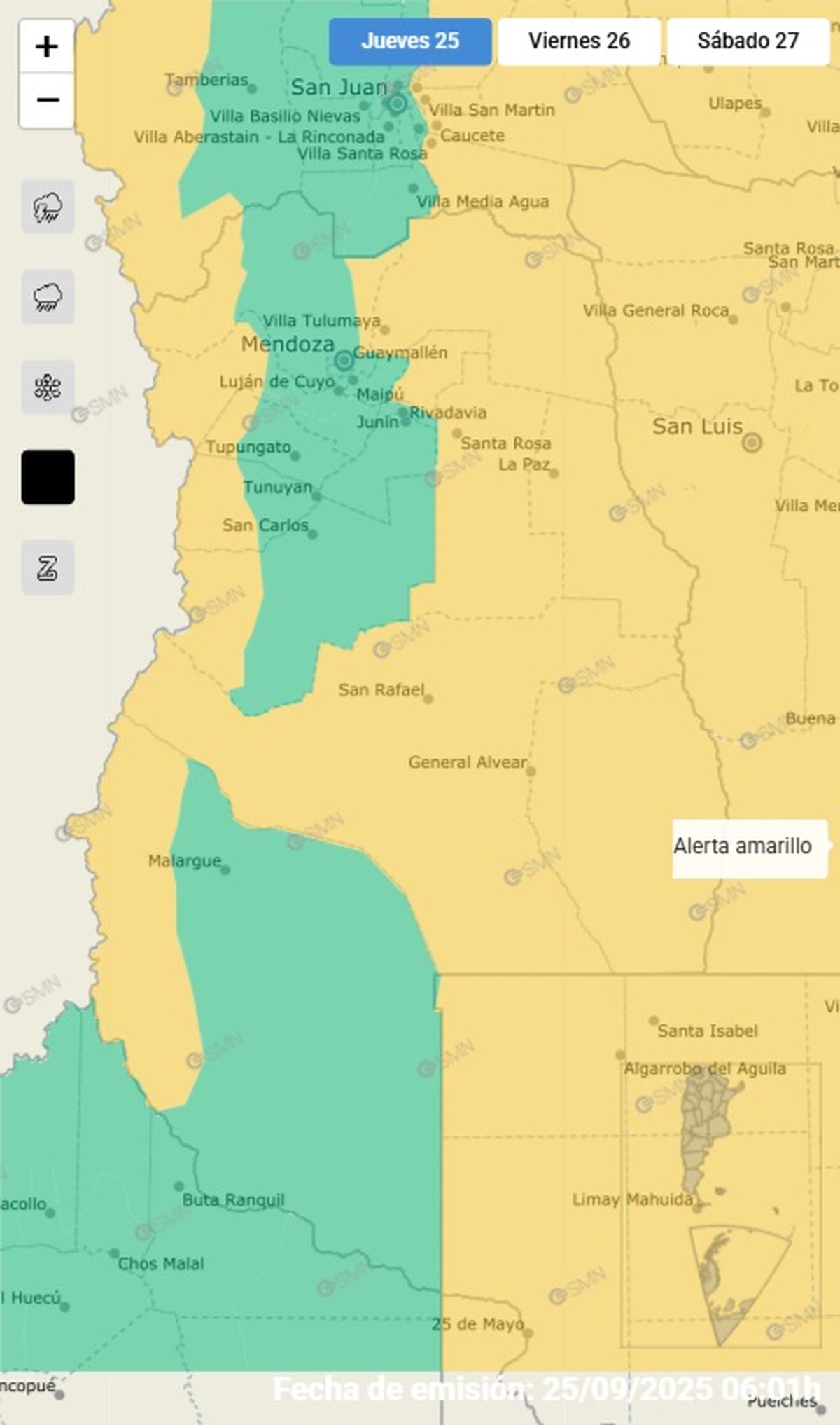 Estas son las zonas en alerta por el viento norte Estas son las zonas en alerta por el viento norte