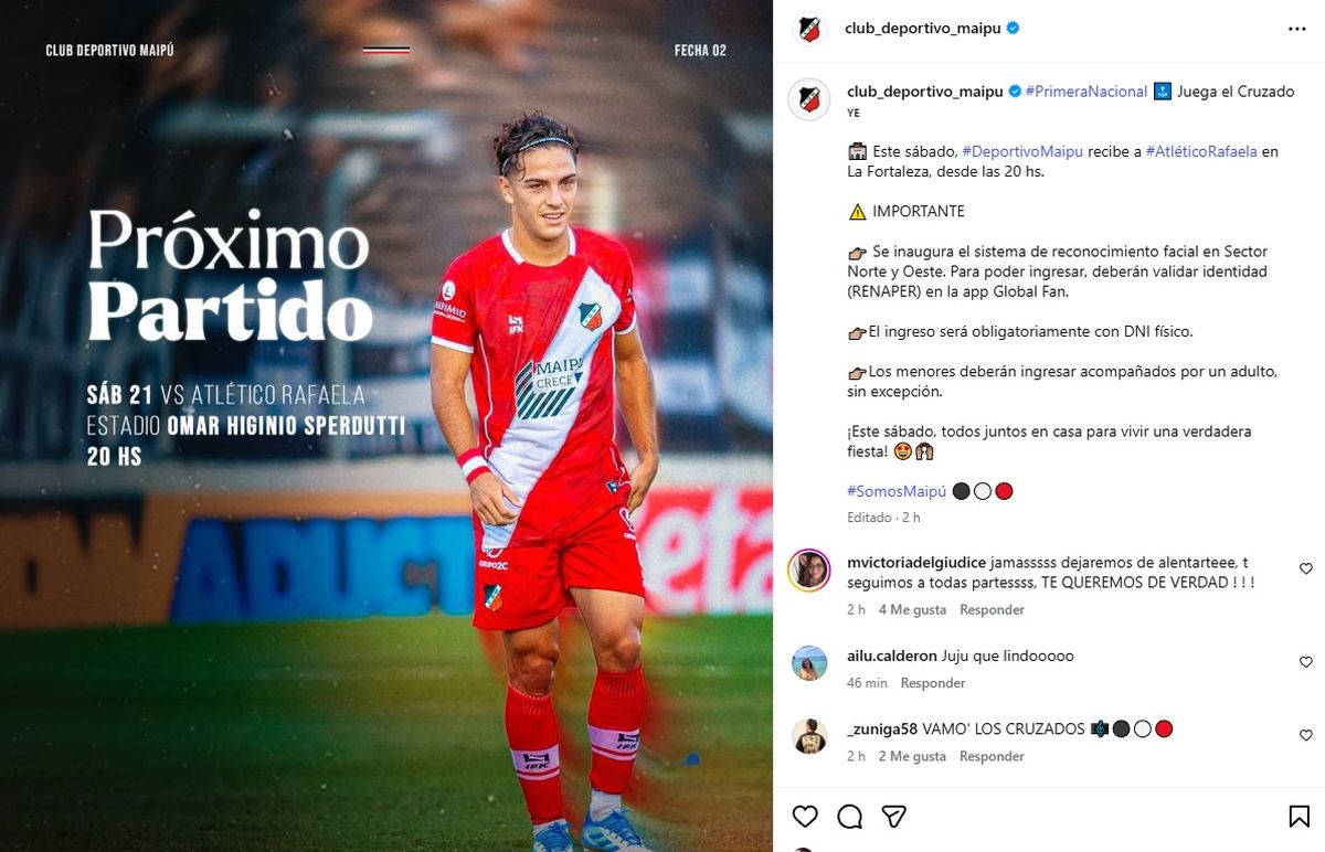 La advertencia de Maip&uacute; a sus socios, sobre el nuevo ingreso al estadio.