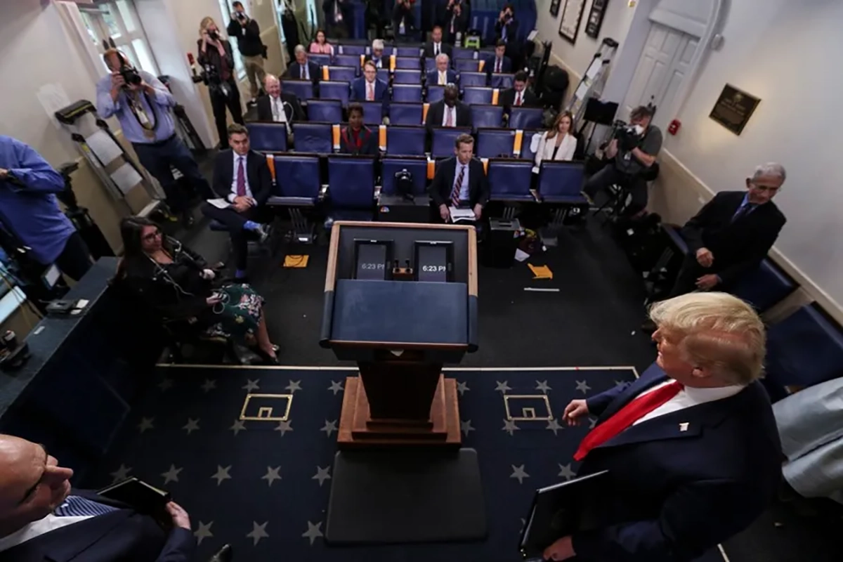 El presidente de Estados Unidos, Donald Trump, durante una conferencia de prensa en la Casa Blanca. Crédito: EFE/Oliver Contreras/Pool.
