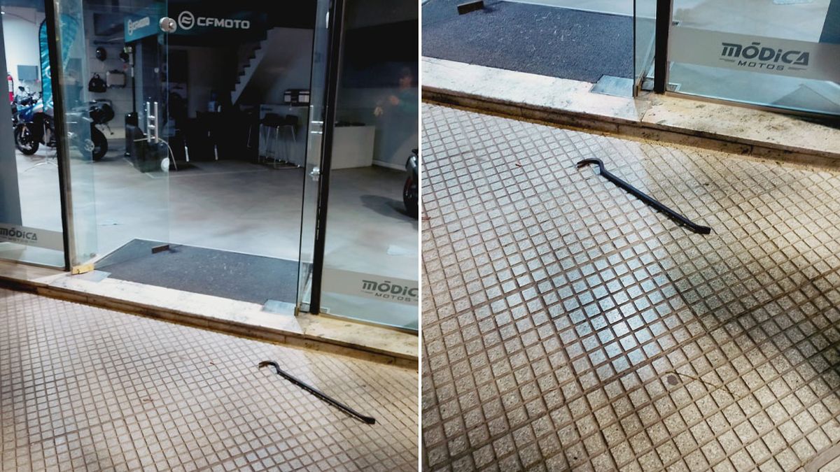Esa fue la barreta que usaron los delincuentes para robar en el local CF Motos, de calles 9 de Julio y Colón, de Capital. Esa fue la barreta que usaron los delincuentes para robar en el local CF Motos, de calles 9 de Julio y Colón, de Capital.