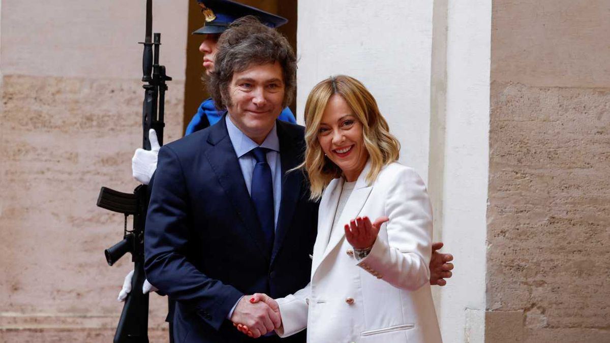 Javier Milei con la primer ministra itaiana, Giorgia Meloni