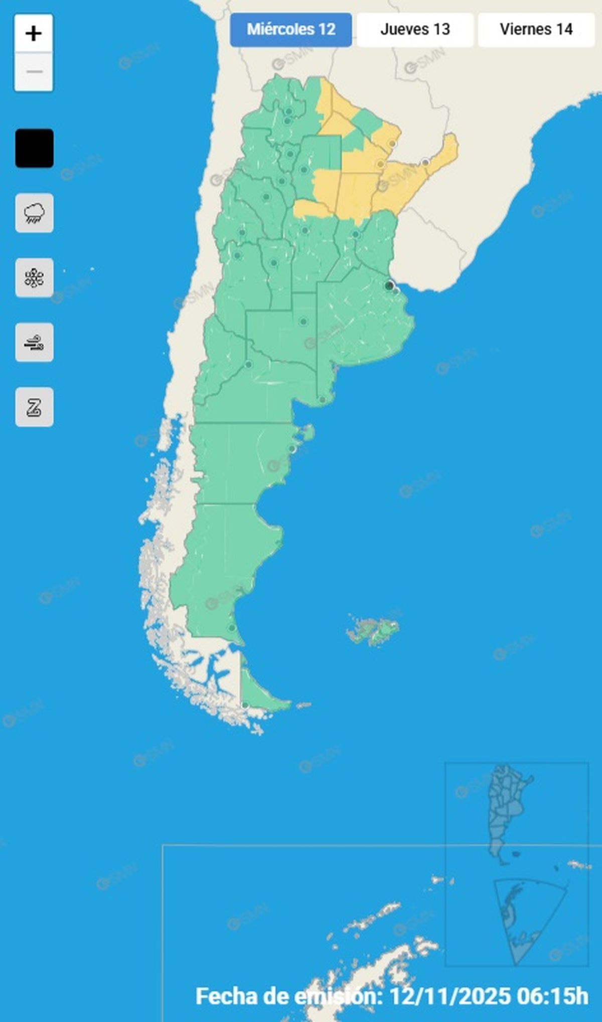 Estas son las provincias en alerta por fuertes tormentas.