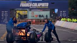 El principio de incendio en el monoplaza de Franco Colapinto. El principio de incendio en el monoplaza de Franco Colapinto.