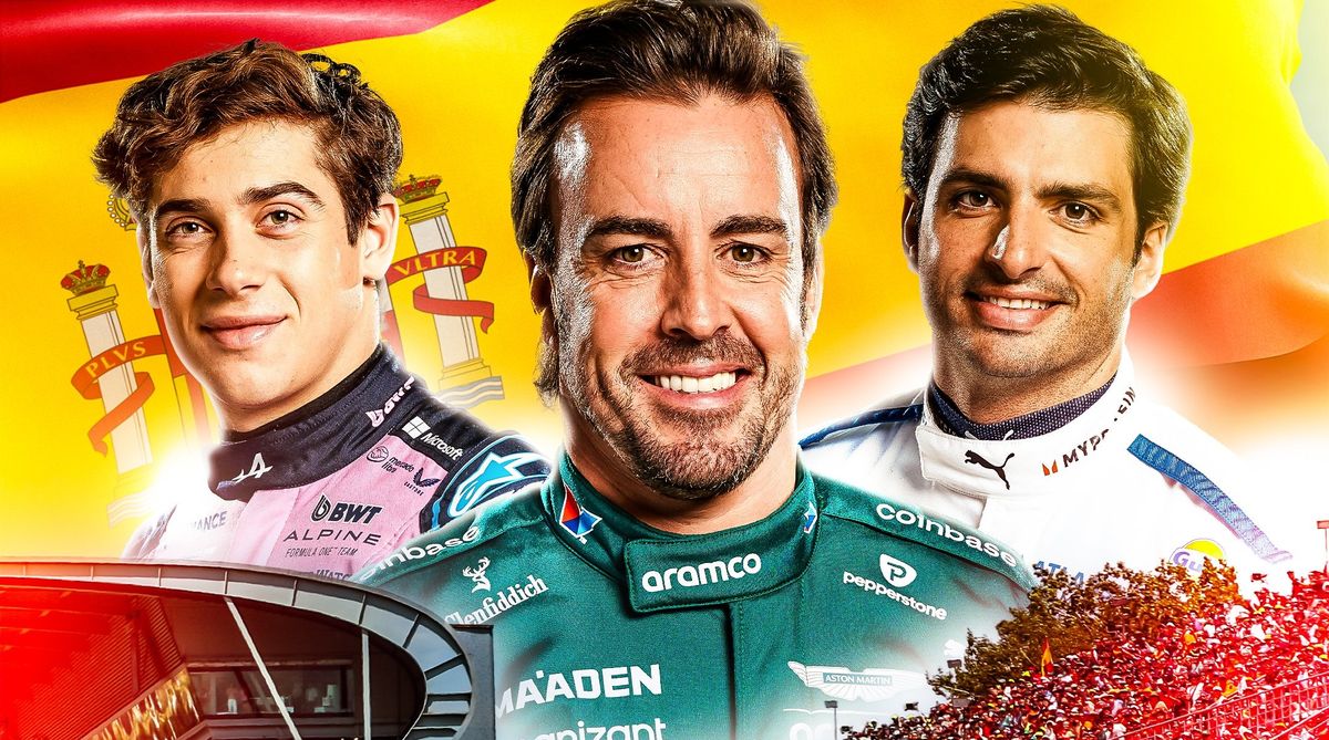 Franco Colapinto junto a Fernando Alonso y Carlos Sainz Jr.