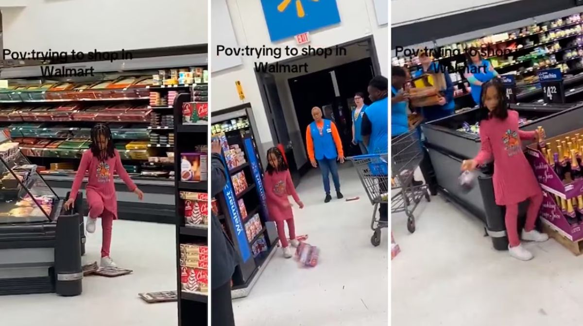 La niña haciendo destrozos en Walmart. La niña haciendo destrozos en Walmart.