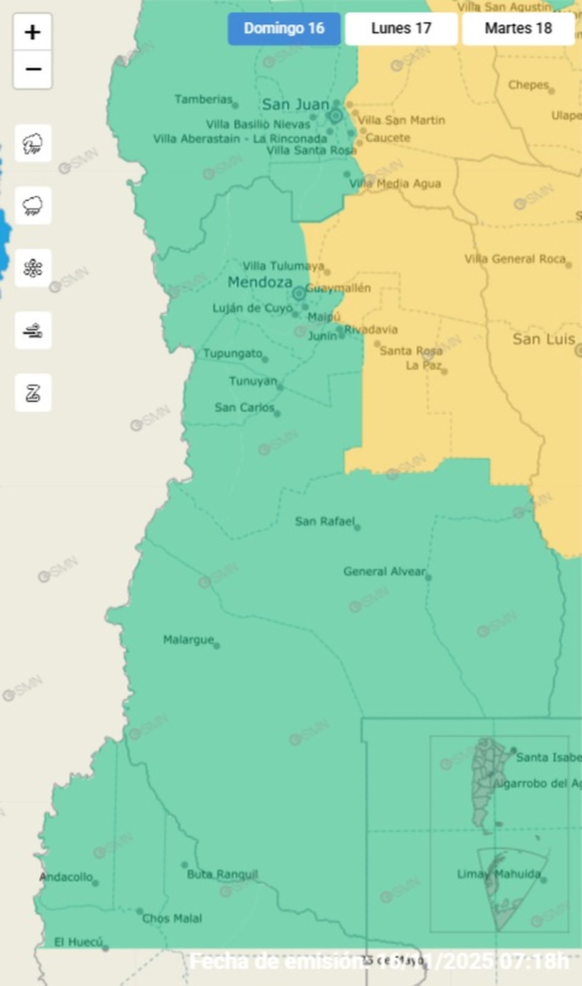 Estas son las zonas en alerta por los fuertes vientos. Estas son las zonas en alerta por los fuertes vientos.