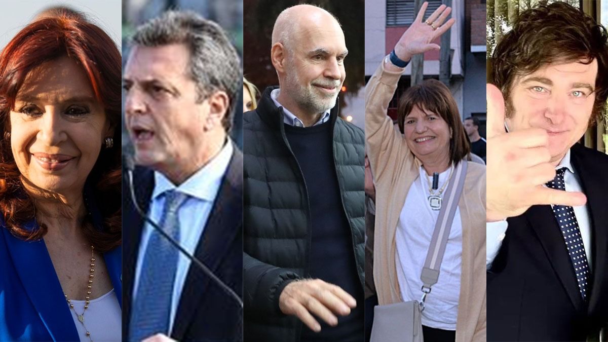 Protagonistas: Cristina Kirchner, Sergio Massa, Horacio Rodríguez Larreta, Patricia Bullrich y Javier Milei.