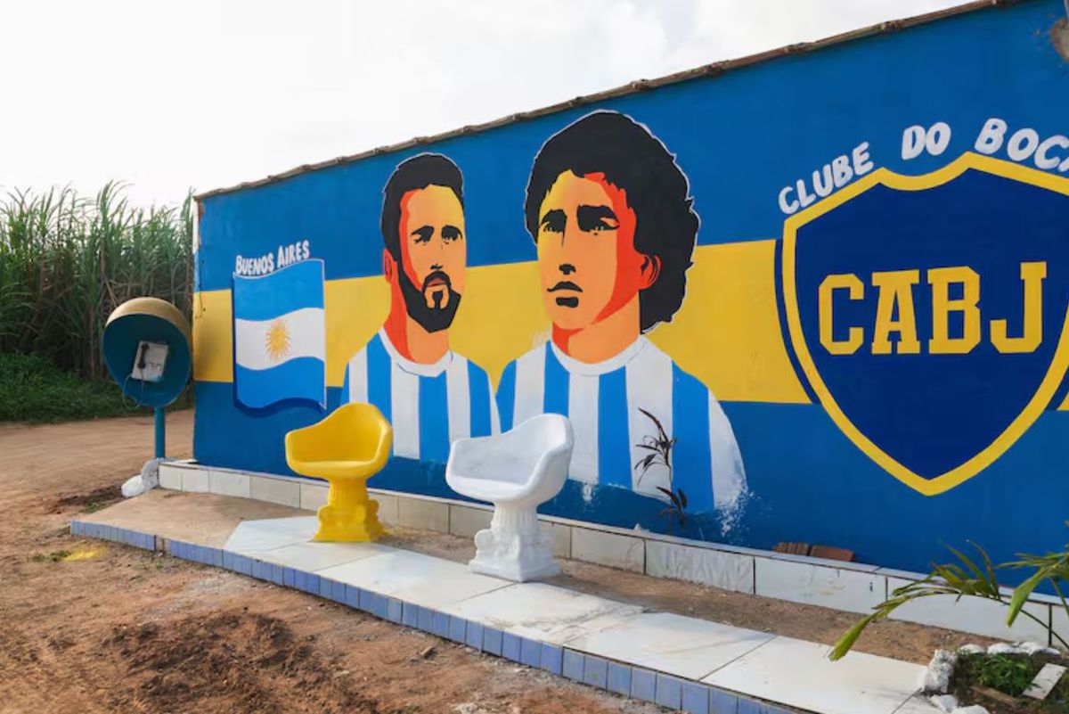 Messi, Maradona y un mural espectacular en la Buenos Aires de Brasil. Foto: gentileza Pedro Gonçalves.&nbsp;