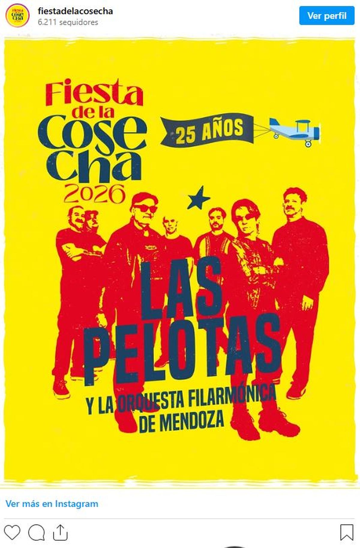 El anuncio en Instagram. Las Pelotas volver&aacute;n a Mendoza con todo su rock.&nbsp;