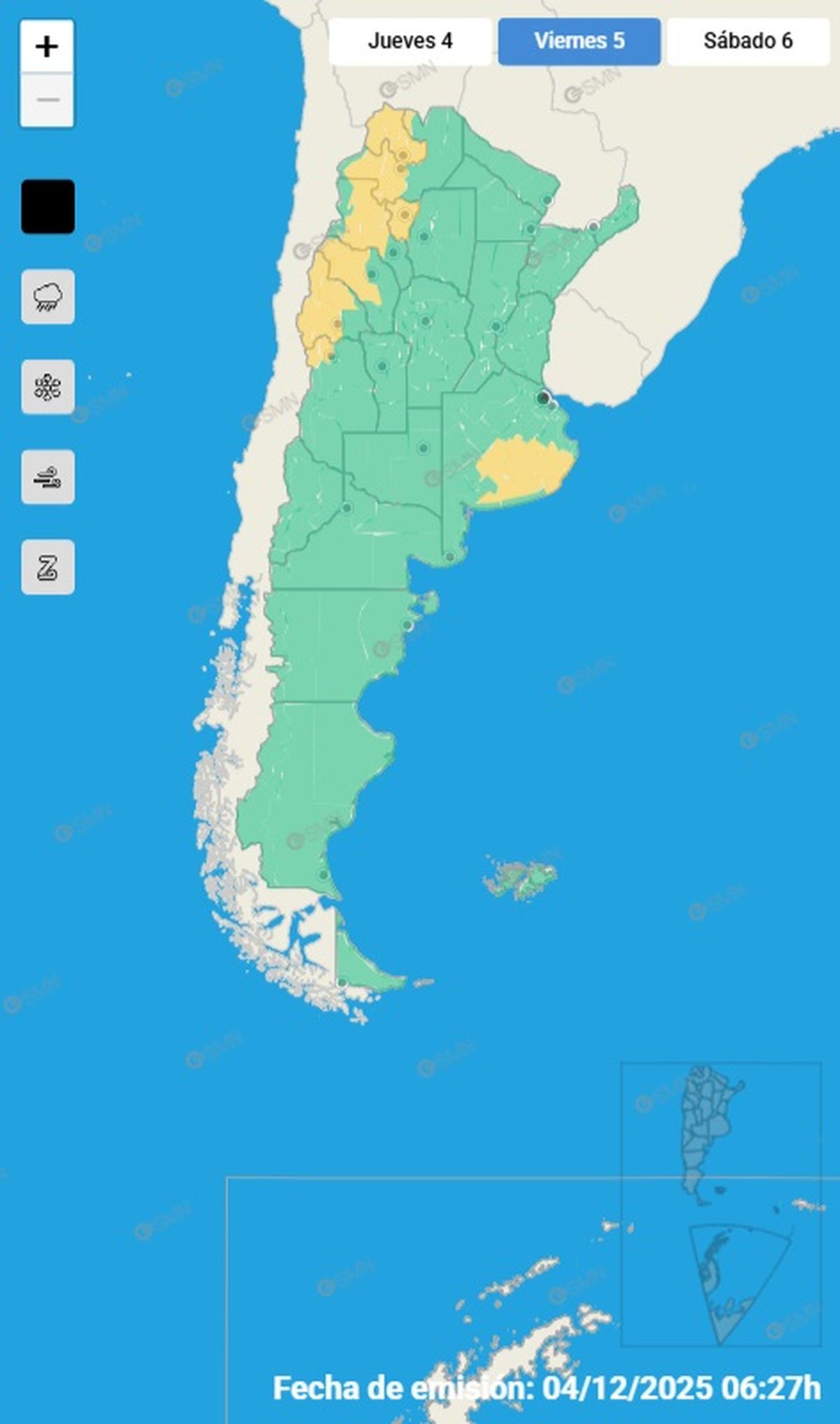 Estas son las provincias en alerta por fuertes tormentas.