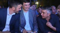 Luis Petri, Omar De Marchi y Sebastián Bragagnolo en la Vendimia de Luján de Cuyo.