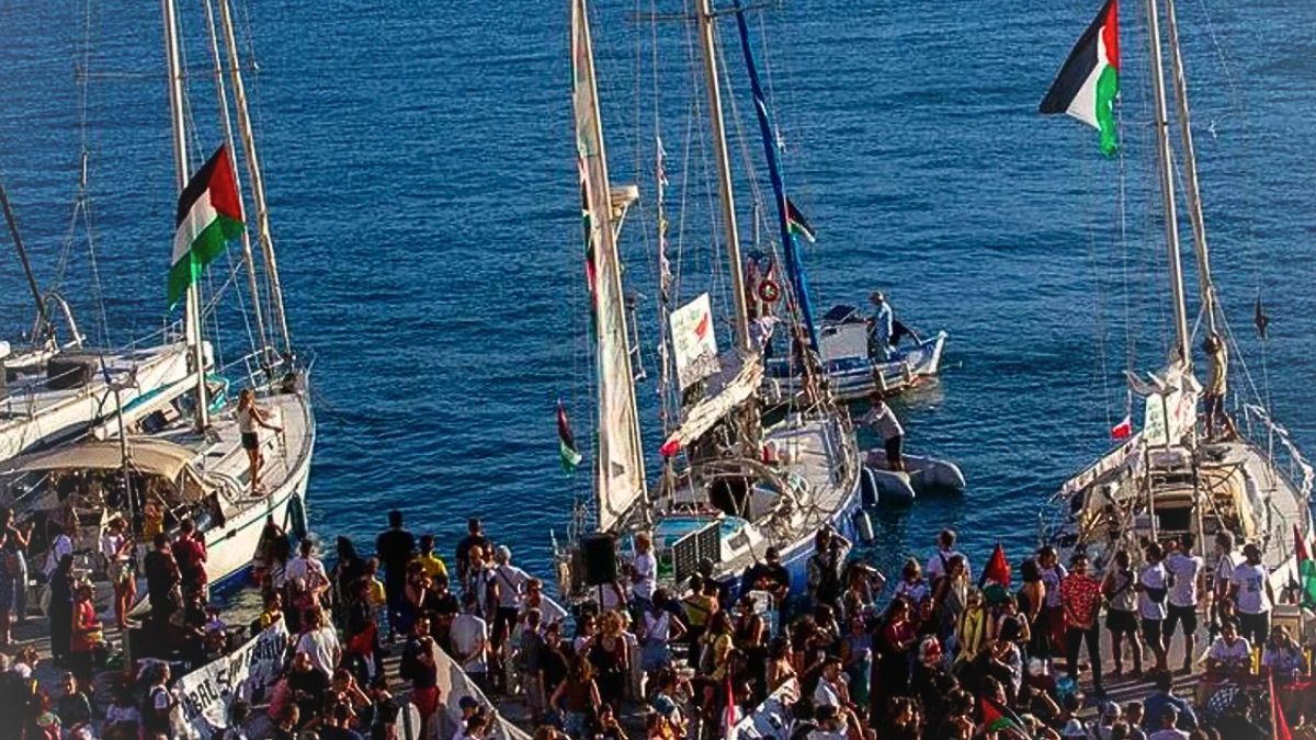 La flotilla zarpó en agosto para unirse en Gaza con el objetivo de abrir un corredor humanitario por mar. La flotilla zarpó en agosto para unirse en Gaza con el objetivo de abrir un corredor humanitario por mar.