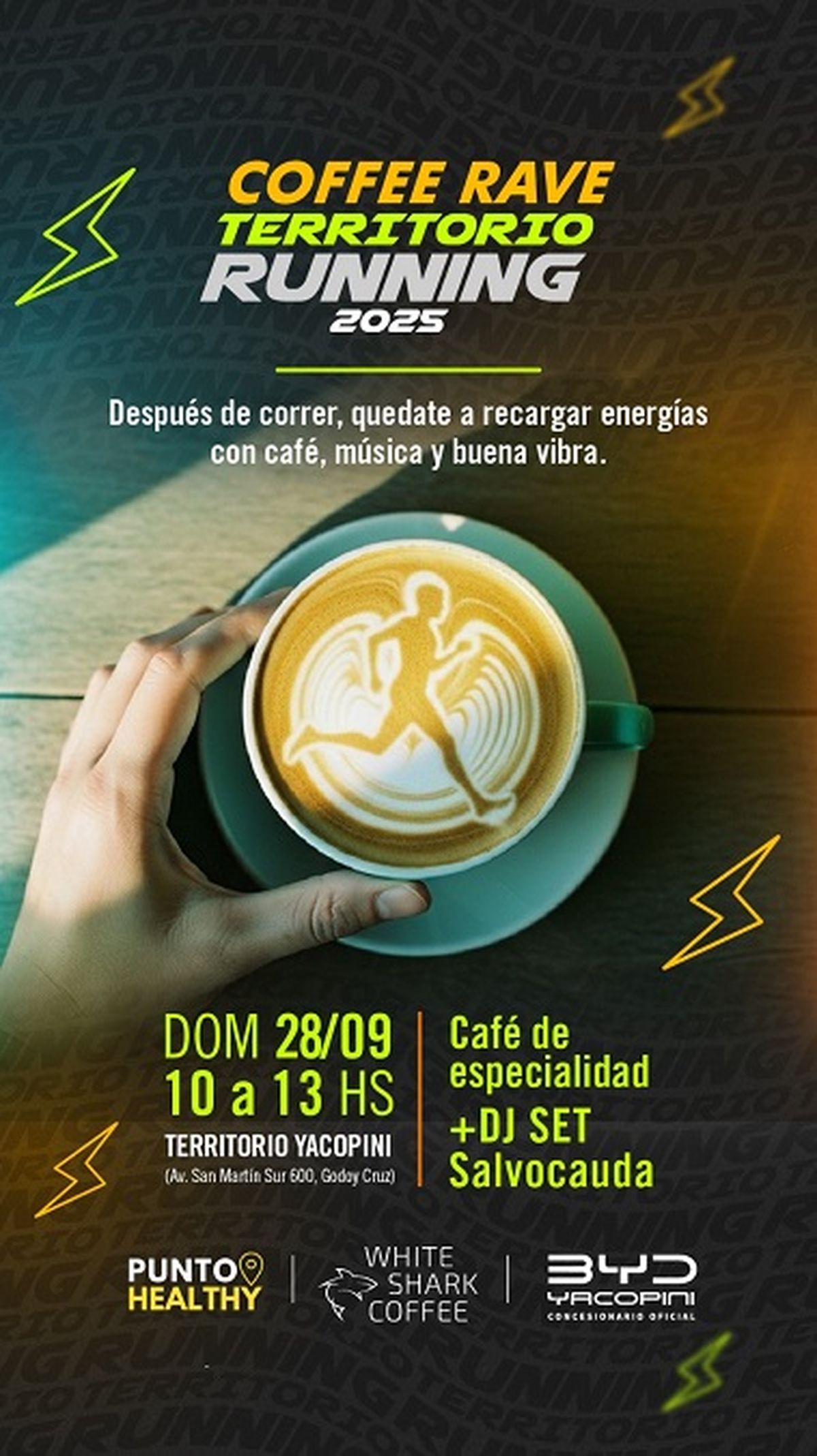 Al finalizar la carrera, los participantes podrán relajarse y compartir en un Coffee Rave. Al finalizar la carrera, los participantes podrán relajarse y compartir en un Coffee Rave.