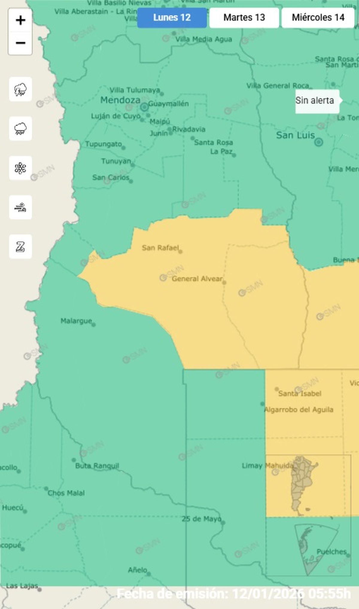 Estas son las zonas afectadas por fuertes tormentas.