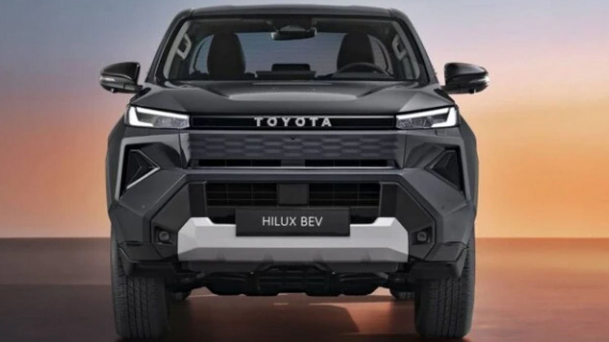 Así se ve el frente de la Toyota Hilux 100% eléctrica. La empresa japonesa no quiso diferencias estéticas con la versión diésel. Así se ve el frente de la Toyota Hilux 100% eléctrica. La empresa japonesa no quiso diferencias estéticas con la versión diésel.
