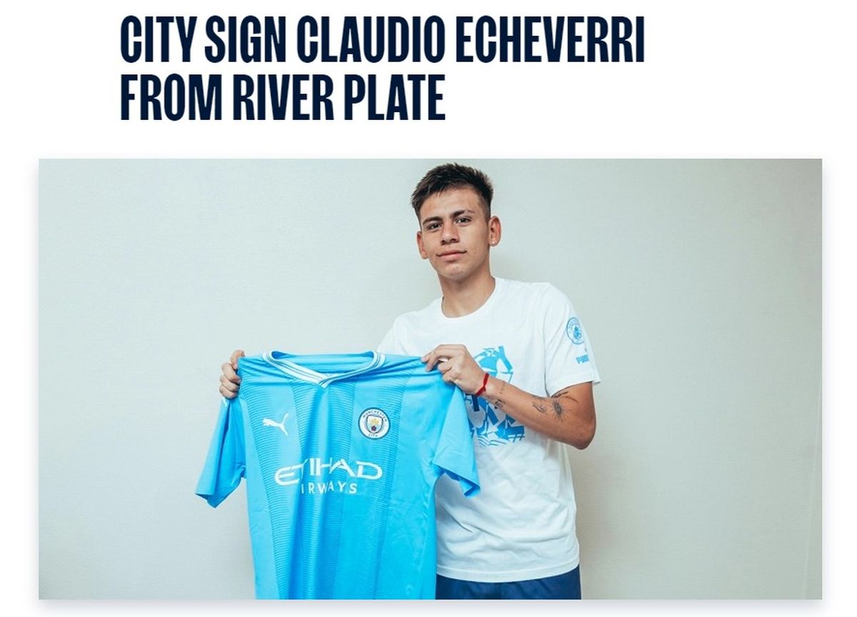 El sitio oficial del Manchester City le dio la bienvenida a Claudio Echeverri El sitio oficial del Manchester City le dio la bienvenida a Claudio Echeverri