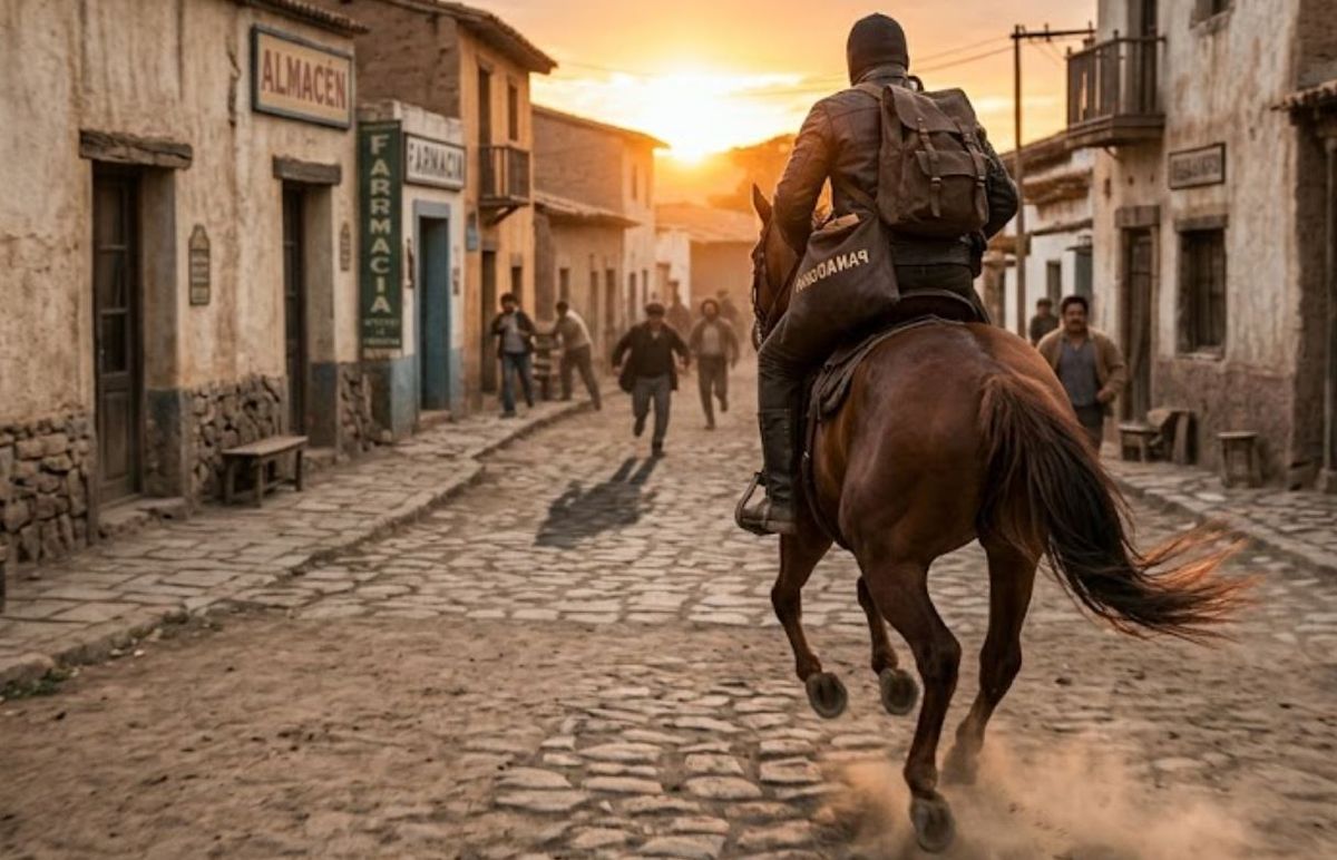 Uno de los ladrones se fue a caballo, tranquilo, tras asaltar el kiosco. Imagen ilustrativa generada por IA.&nbsp; 