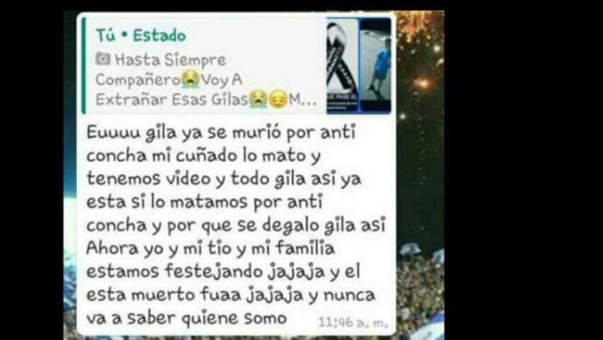 Los mensajes que recibieron los familiares de Joaquín Roldán.