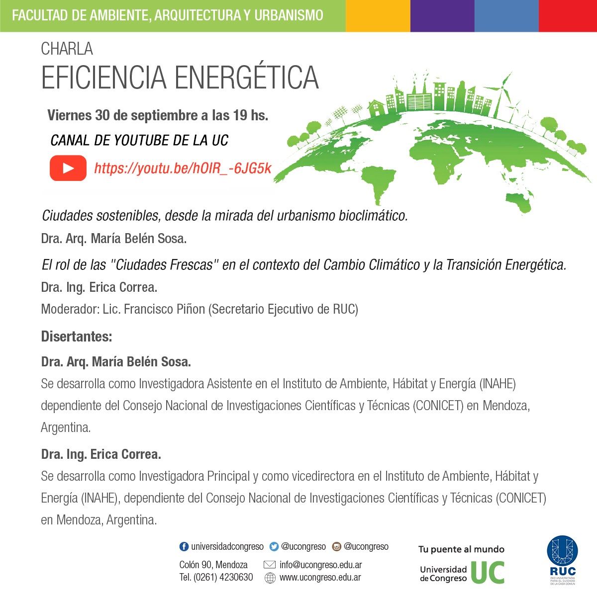 La actividad se realizará el viernes 30 de septiembre a las 19 hs. La entrada es libre y gratuita.