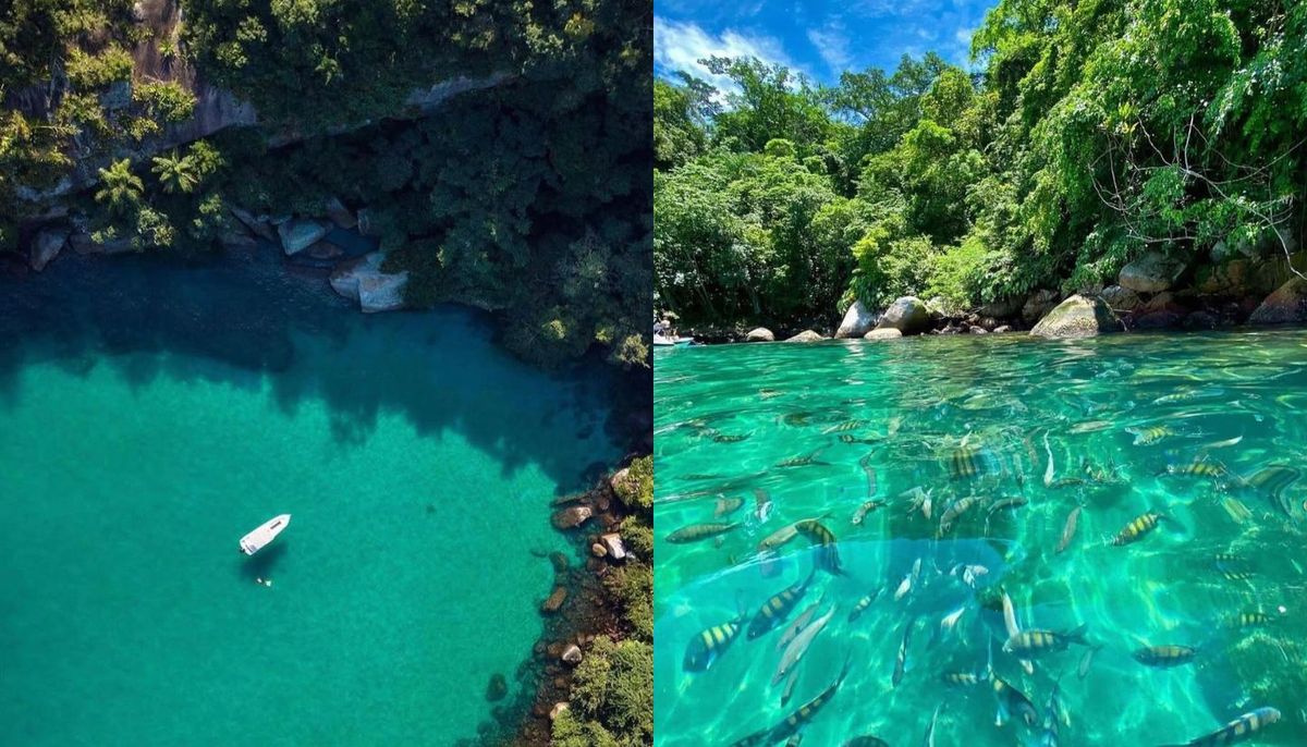 Ilha do Côco tiene aguas cristalinas verde esmeralda. Imagen: composición Diario Uno. Ilha do Côco tiene aguas cristalinas verde esmeralda. Imagen: composición Diario Uno.