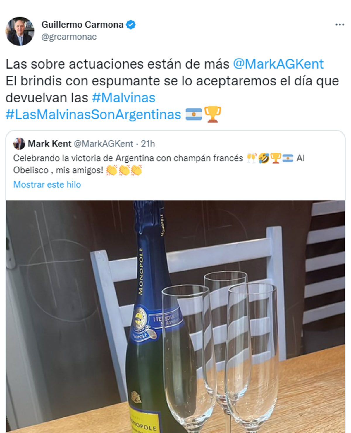 Guillermo Carmona Politizó El Festejo Y Se Cruzó Por Las Malvinas Con El Ex Embajador Británico 9468