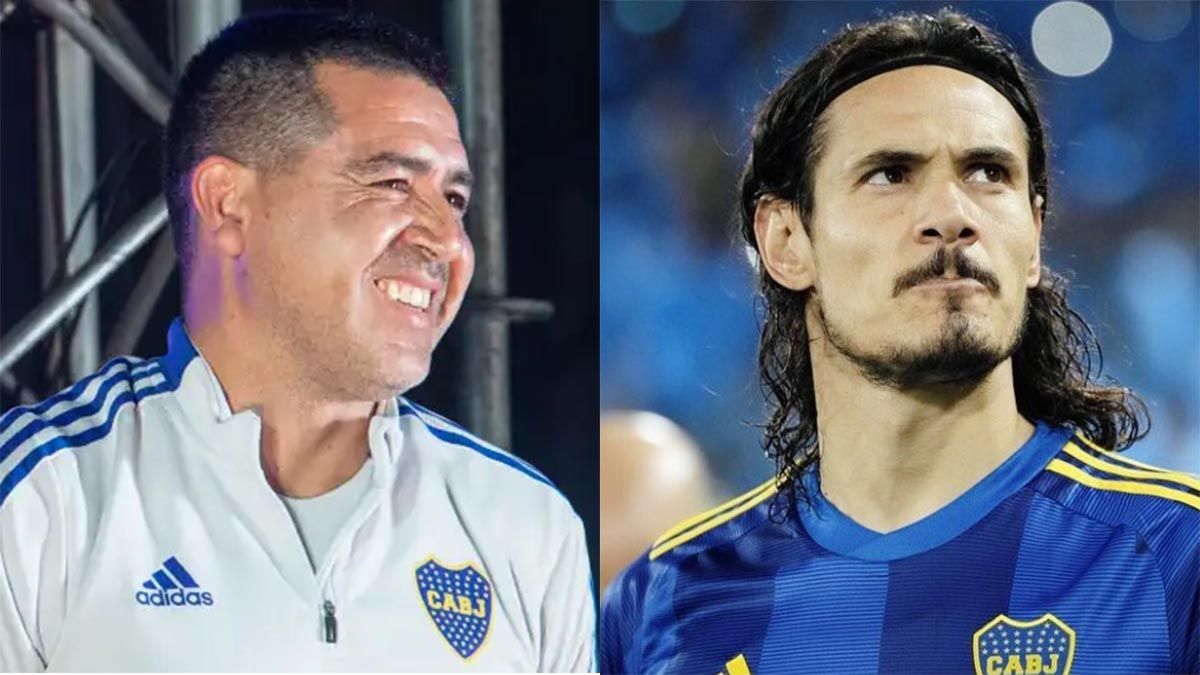 Juan Román Riquelme y Edinson Cavani.