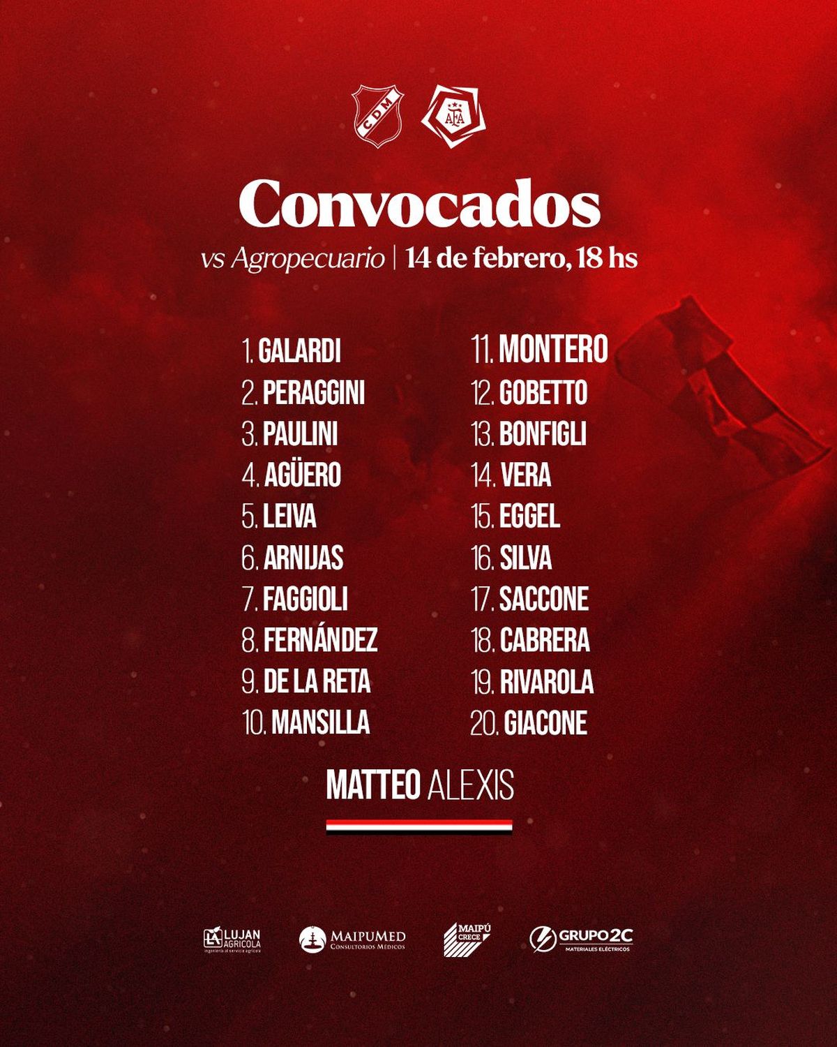 Estos son los convocados del Deportivo Maip&uacute; para enfrentar a Agropecuario.