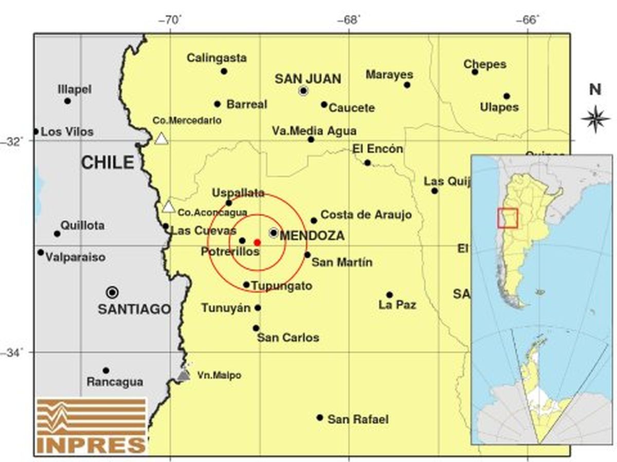 El lugar del epicentro del sismo de acuerdo al Instituto Nacional de Prevención Sísmica. El lugar del epicentro del sismo de acuerdo al Instituto Nacional de Prevención Sísmica.