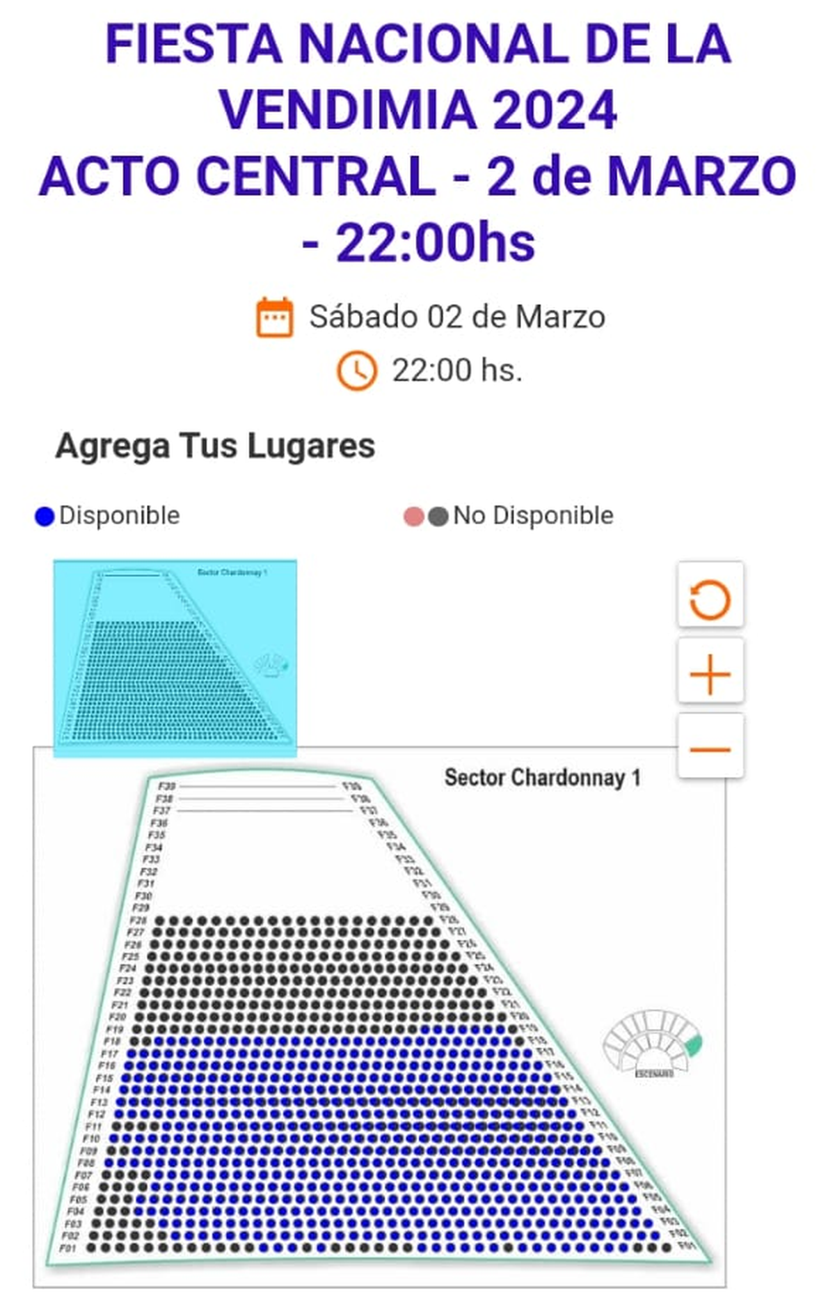 Entradas disponibles en la web para asistir al Acto Central de la Fiesta de la Vendimia 2024. Estas cuestan $5.500 cada una. Entradas disponibles en la web para asistir al Acto Central de la Fiesta de la Vendimia 2024. Estas cuestan $5.500 cada una.