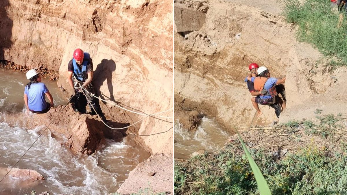 Una mujer fue rescatada por Bomberos tras caer al canal Cacique Guaymallén