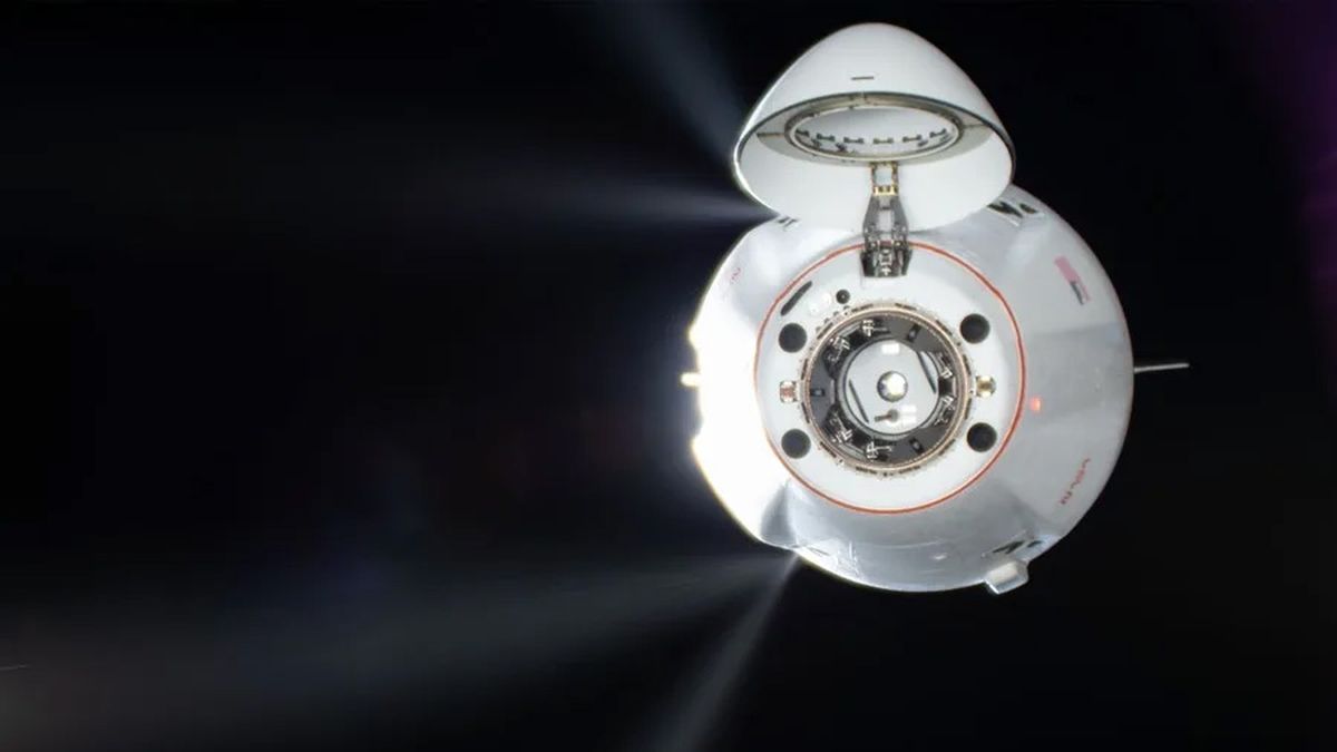 Fotografía cedida por la NASA donde se observa la cápsula Dragon de SpaceX totalmente separada de la Estación Espacial Internacional (EEI) mientras navega rumbo a la tierra. Crédito: EFE/ NASA. Fotografía cedida por la NASA donde se observa la cápsula Dragon de SpaceX totalmente separada de la Estación Espacial Internacional (EEI) mientras navega rumbo a la tierra. Crédito: EFE/ NASA.