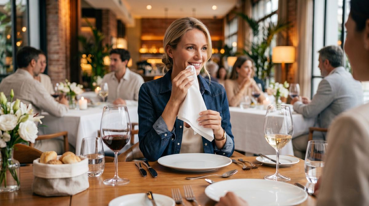 ¿Cómo debe usarse la servilleta en una comida formal?