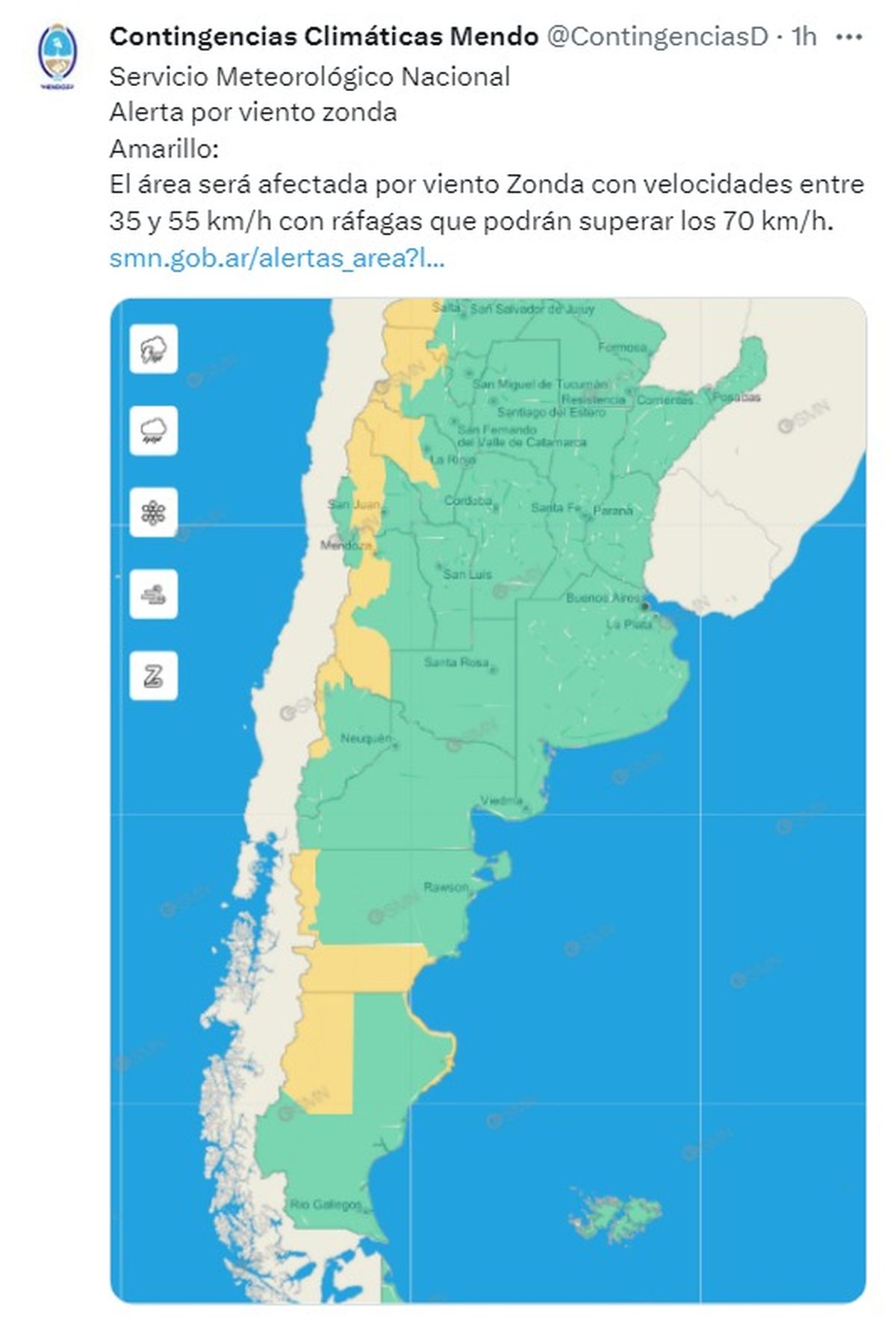 La advertencia de Contingencias Climáticas. La advertencia de Contingencias Climáticas.