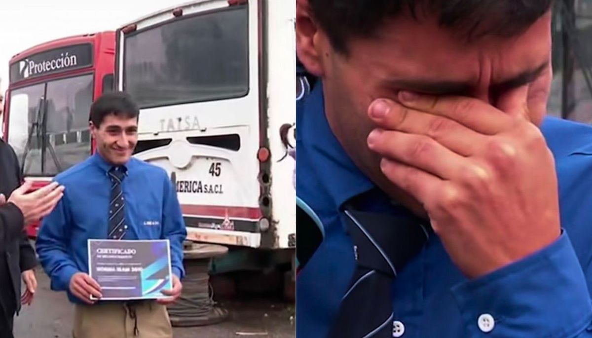 Alejandro cumplió su sueños y hoy tiene licencia de chofer. Imagen: TN. Alejandro cumplió su sueños y hoy tiene licencia de chofer. Imagen: TN.