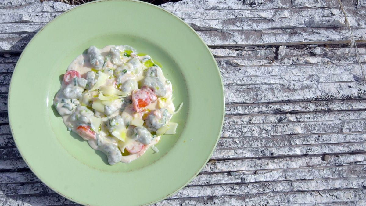 Receta de ñoquis de batata con salsa de salmón ahumado