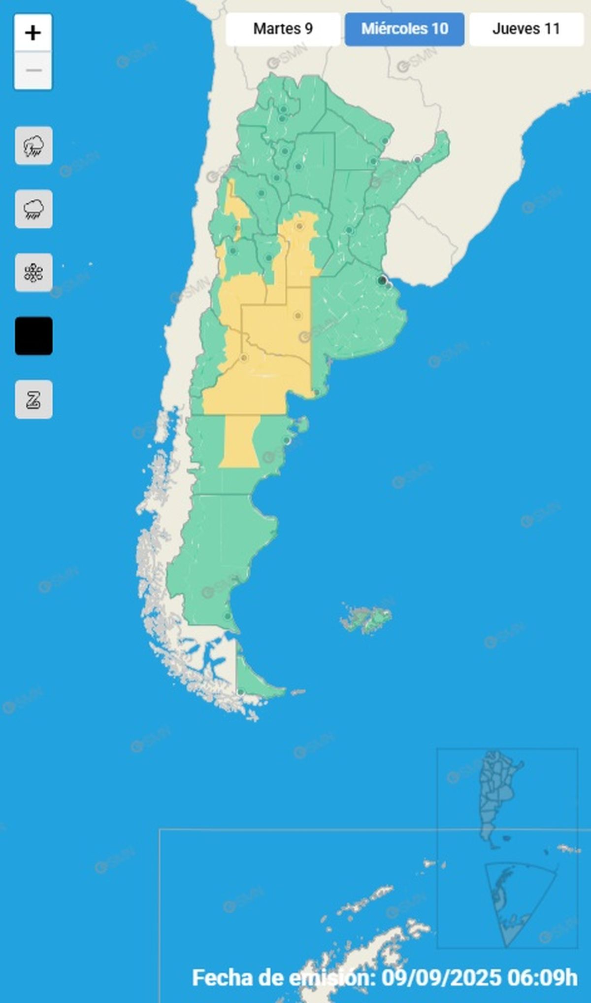Estas son todas las provincias afectadas por los fuertes vientos Estas son todas las provincias afectadas por los fuertes vientos