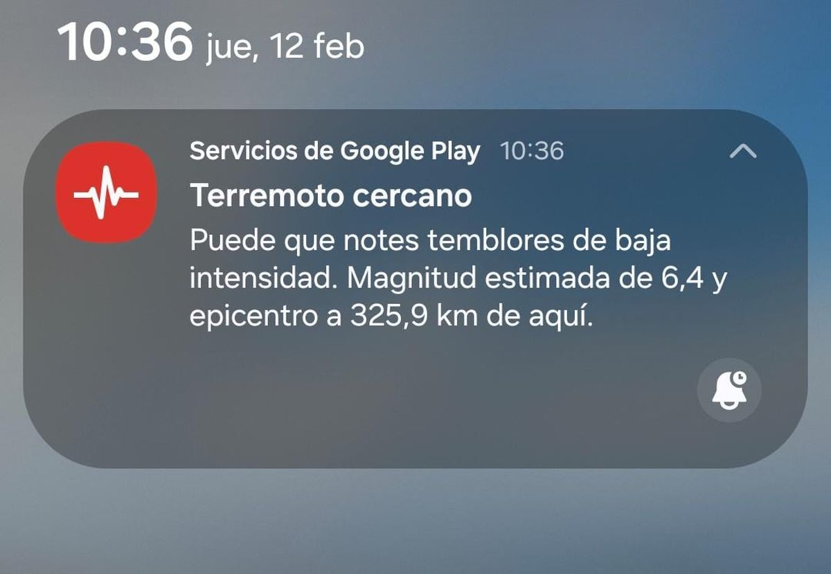 El jueves 12 de febrero a las 10.36 a.m. llegó esta notificación a los dispositivos de Andoid en Mendoza.