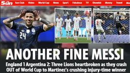La portada de The Sun luego de la victoria de la Selección Argentina por 2 a 1 contra Inglaterra.