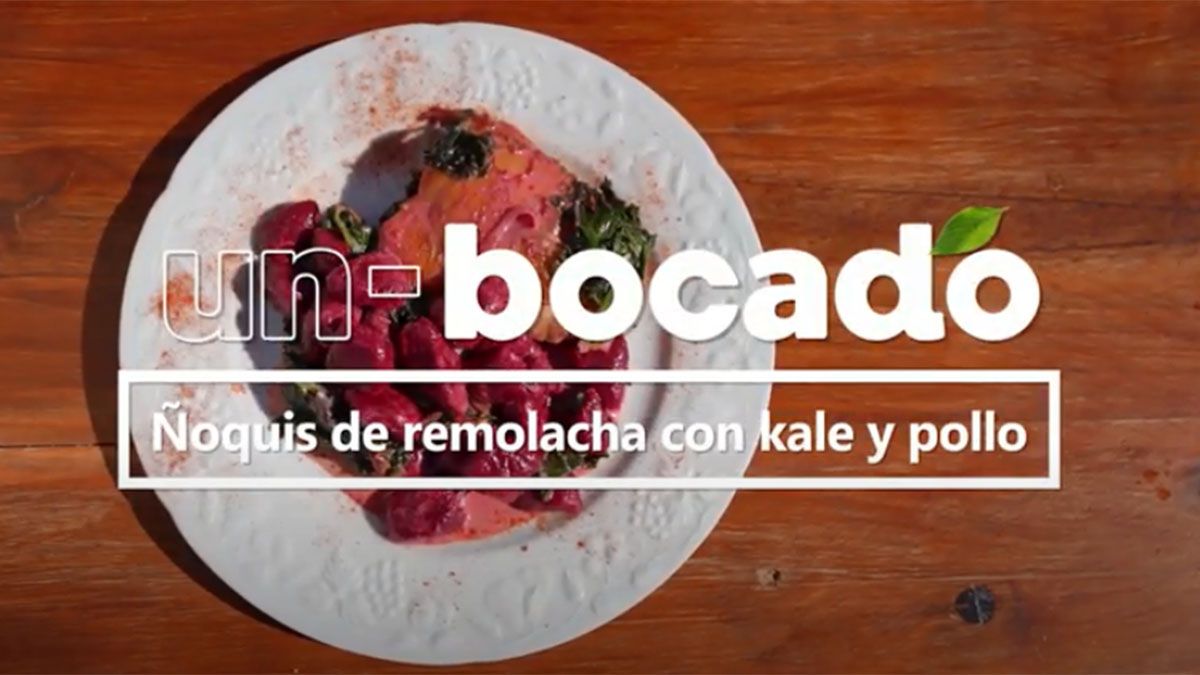 Receta: ñoquis de remolacha con kale y pollo