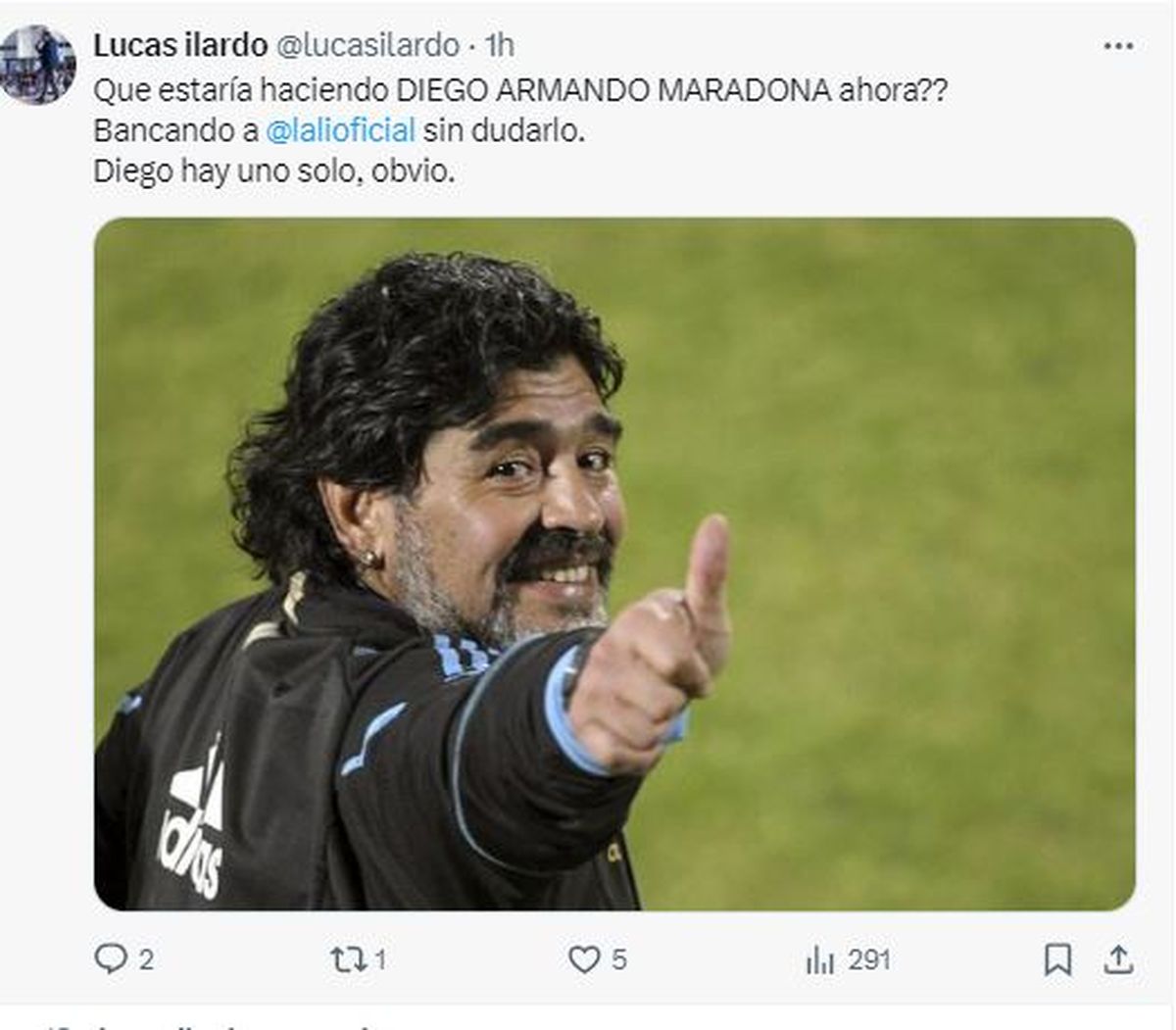 Lucas Ilardo evocó a Diego Maradona para defender a Lali Espósito. Lucas Ilardo evocó a Diego Maradona para defender a Lali Espósito.