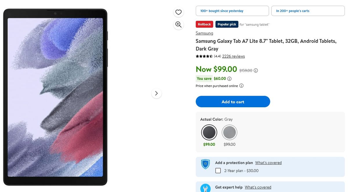 La tablet de Samsung que Walmart tiene en oferta. La tablet de Samsung que Walmart tiene en oferta.