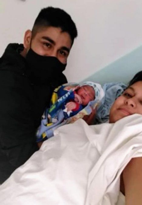Geraldine Oro el día que nació su bebé Álvaro