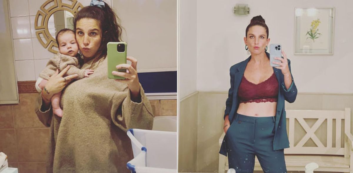 Otra de las imágenes en las que Juana Repetto se comparó "antes y después".