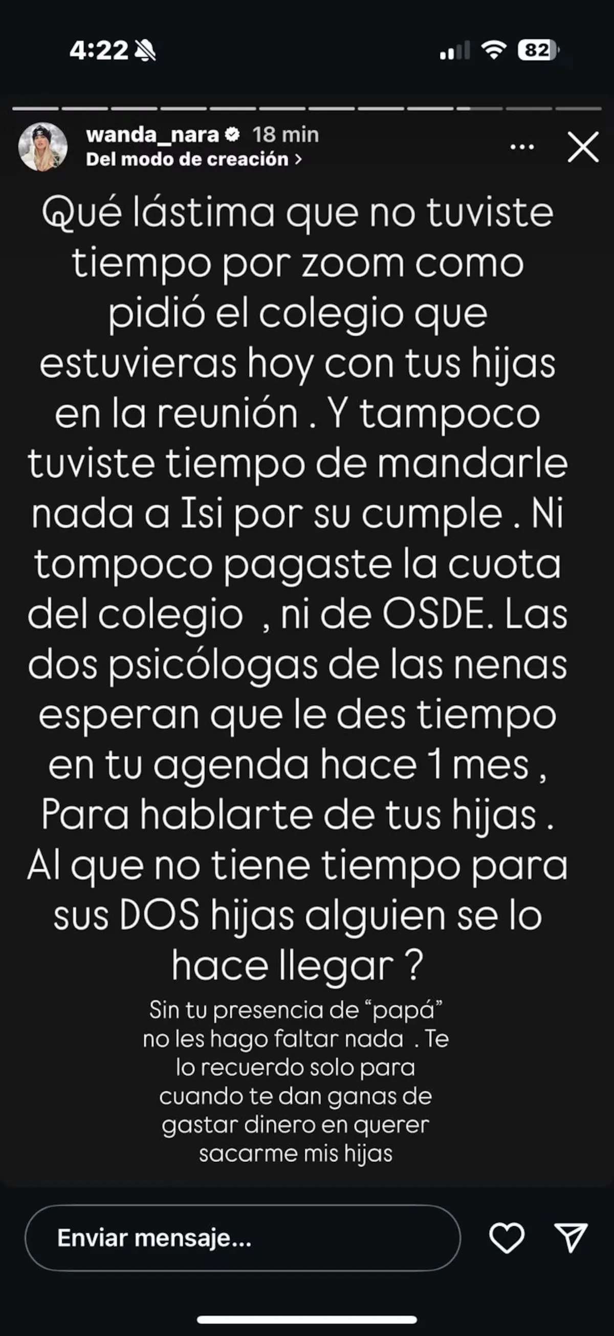 Wanda Nara destrozó a Mauro Icardi. Wanda Nara destrozó a Mauro Icardi.
