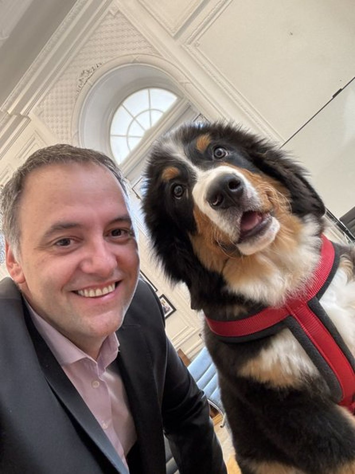 Manuel Adorni, el vocero presidencial, y Thor, el nuevo perro de la Casa Rosada. Manuel Adorni, el vocero presidencial, y Thor, el nuevo perro de la Casa Rosada.