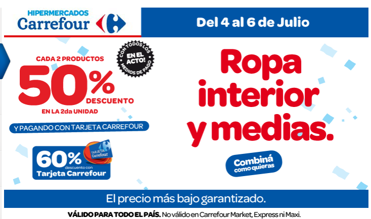 50% de descuento en ropa interior