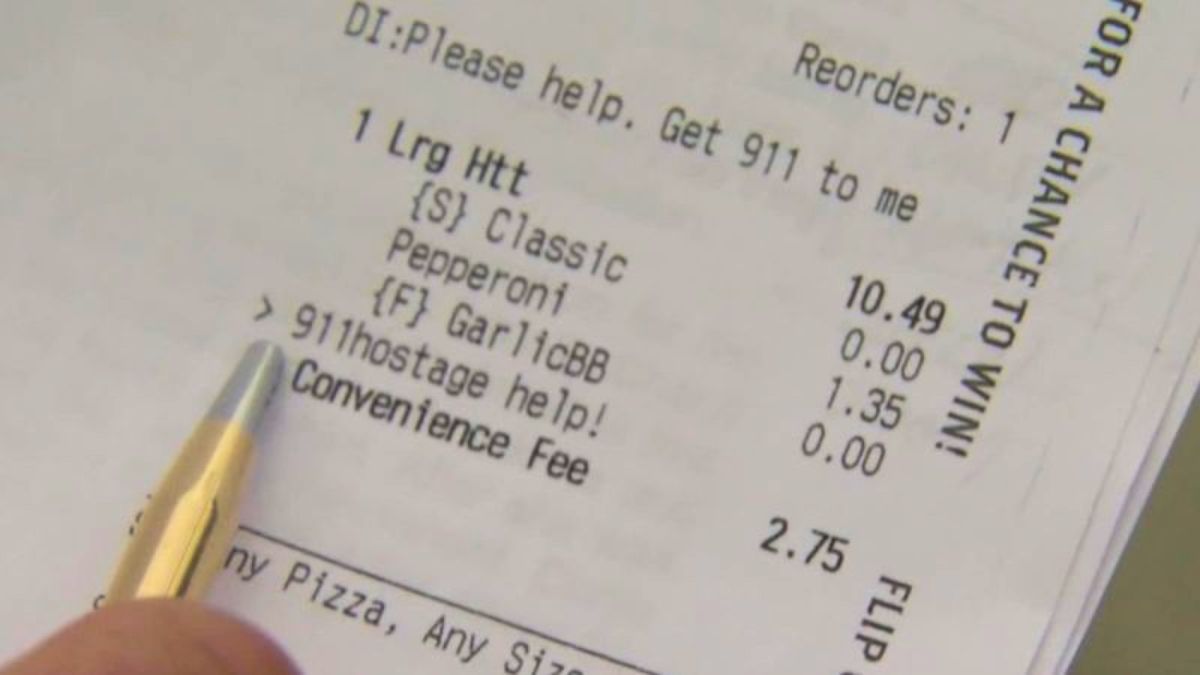 El ticket del pedido de pizza que terminó con el secuestro. El ticket del pedido de pizza que terminó con el secuestro.